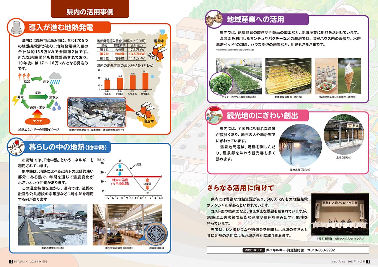 画像：広報紙あきたびじょん2023年3・4月号　特集　すごいぞ地熱　知ろう！地熱の可能性